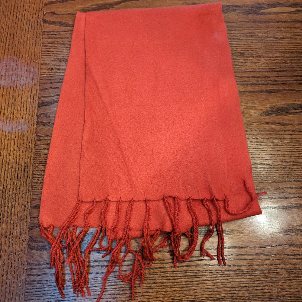 Smooth Scarf Red Flannel Scarf Fringes 59